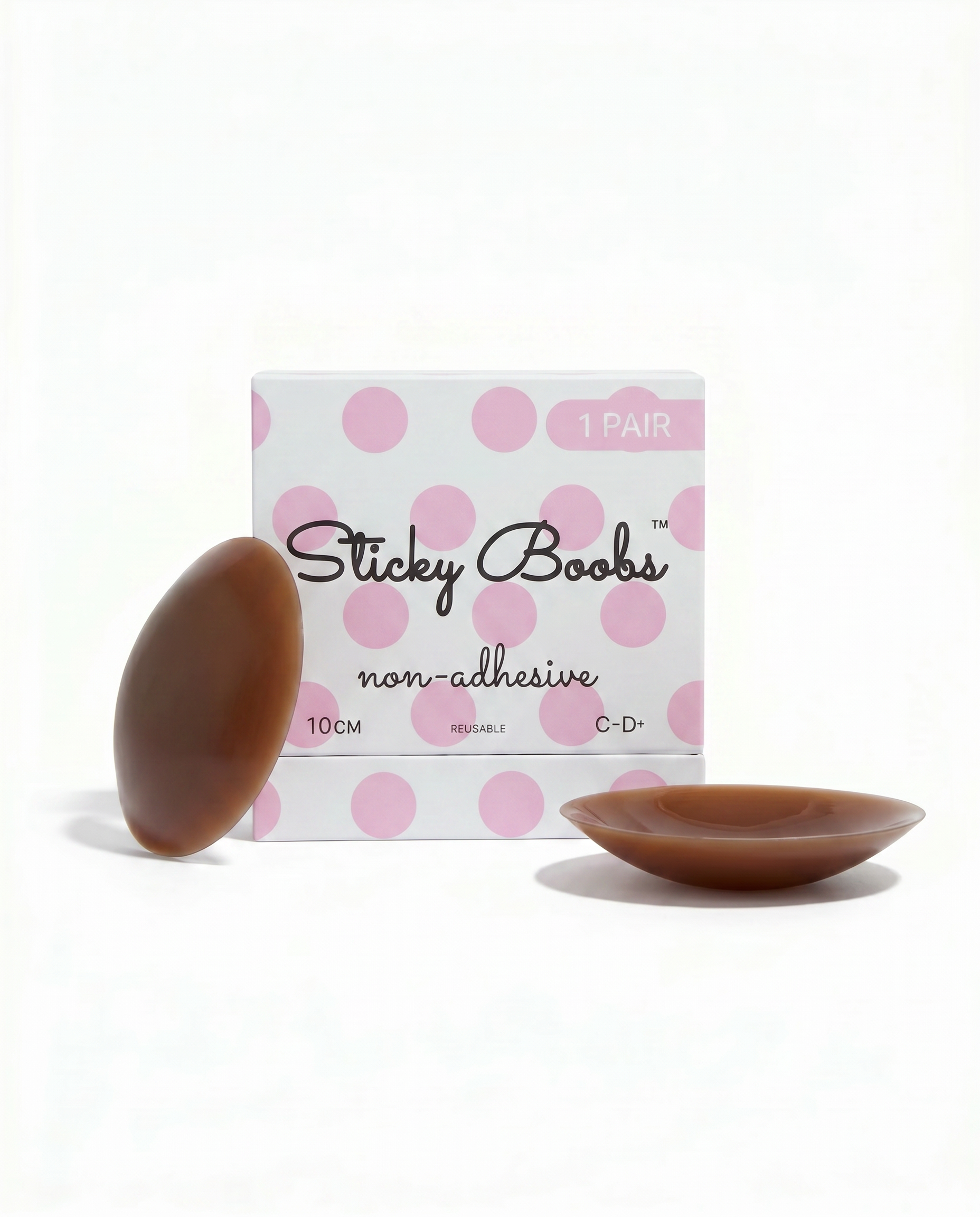 Non-Adhesive Nipple Covers — Dark shade, size C-D+ (10cm), 1 pair with box
