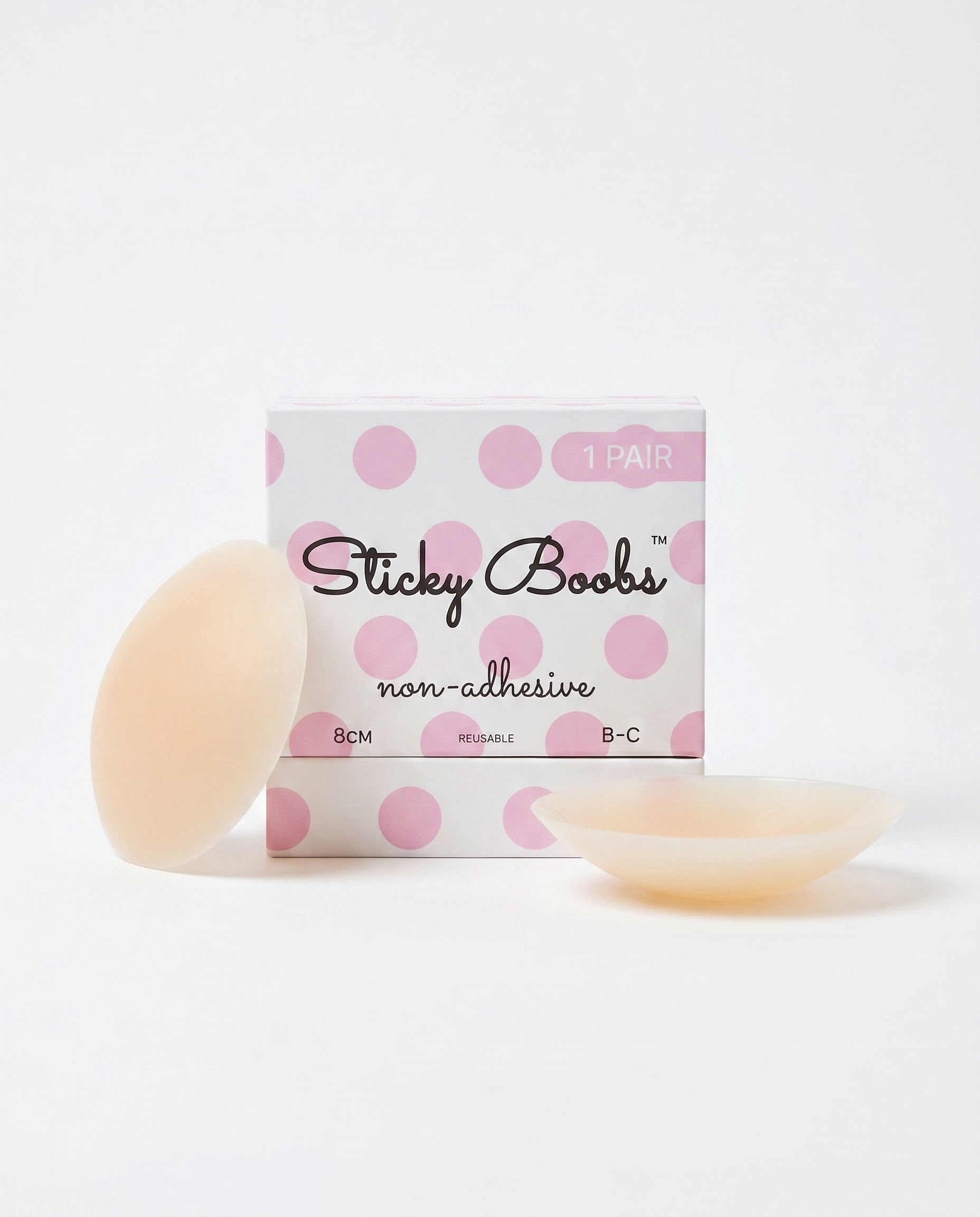 Non-Adhesive Nipple Covers — Light shade, size B-C (8cm), 1 pair with box