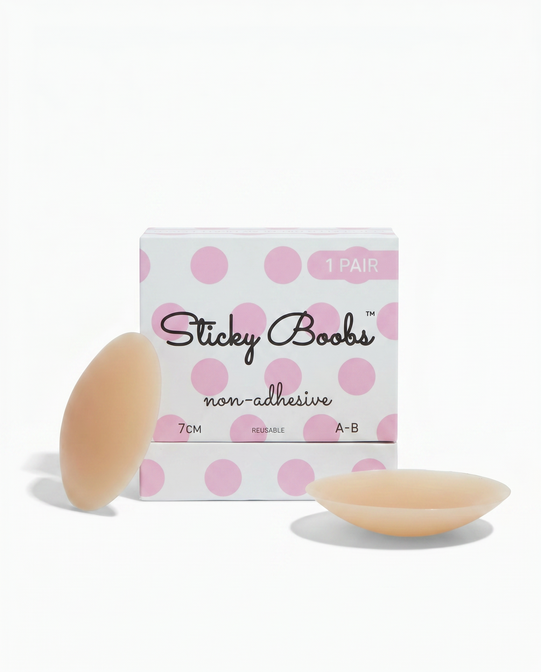 Non-Adhesive Nipple Covers — Tan shade, size A-B (7cm), 1 pair with box