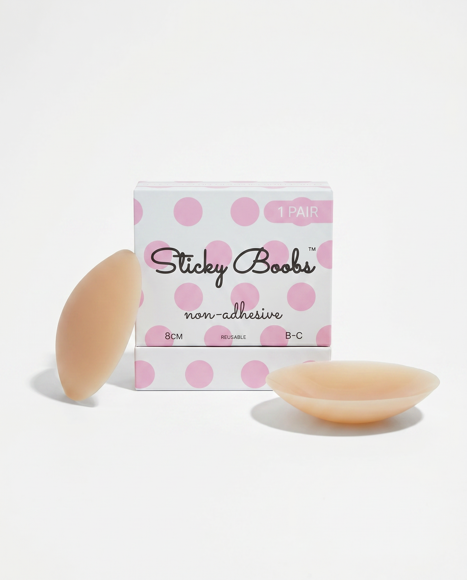 Non-Adhesive Nipple Covers — Tan shade, size B-C (8cm), 1 pair with box