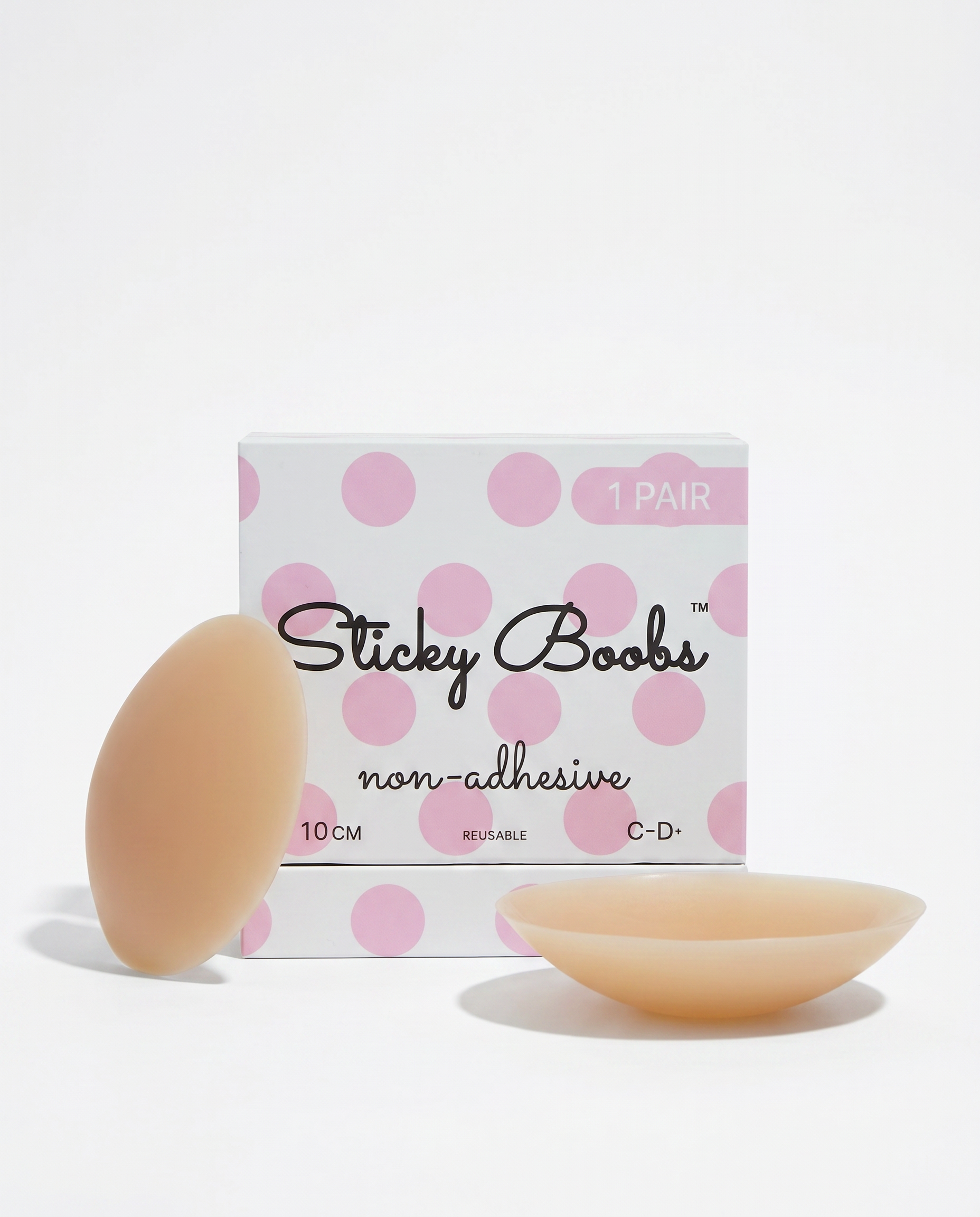 Non-Adhesive Nipple Covers — Tan shade, size C-D+ (10cm), 1 pair with box
