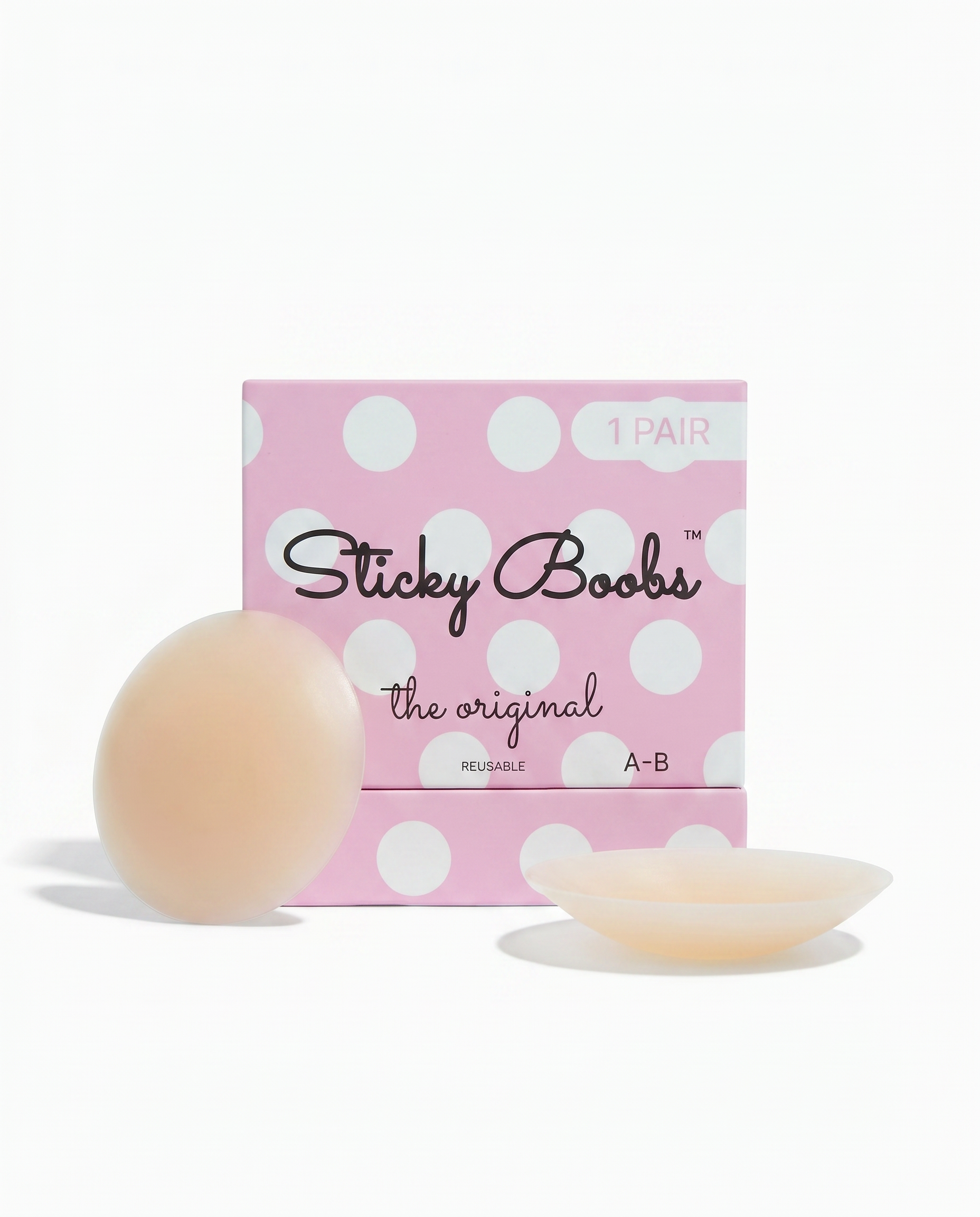 The Original Sticky Boobs — Light shade, size A-B (7cm), 1 pair with box