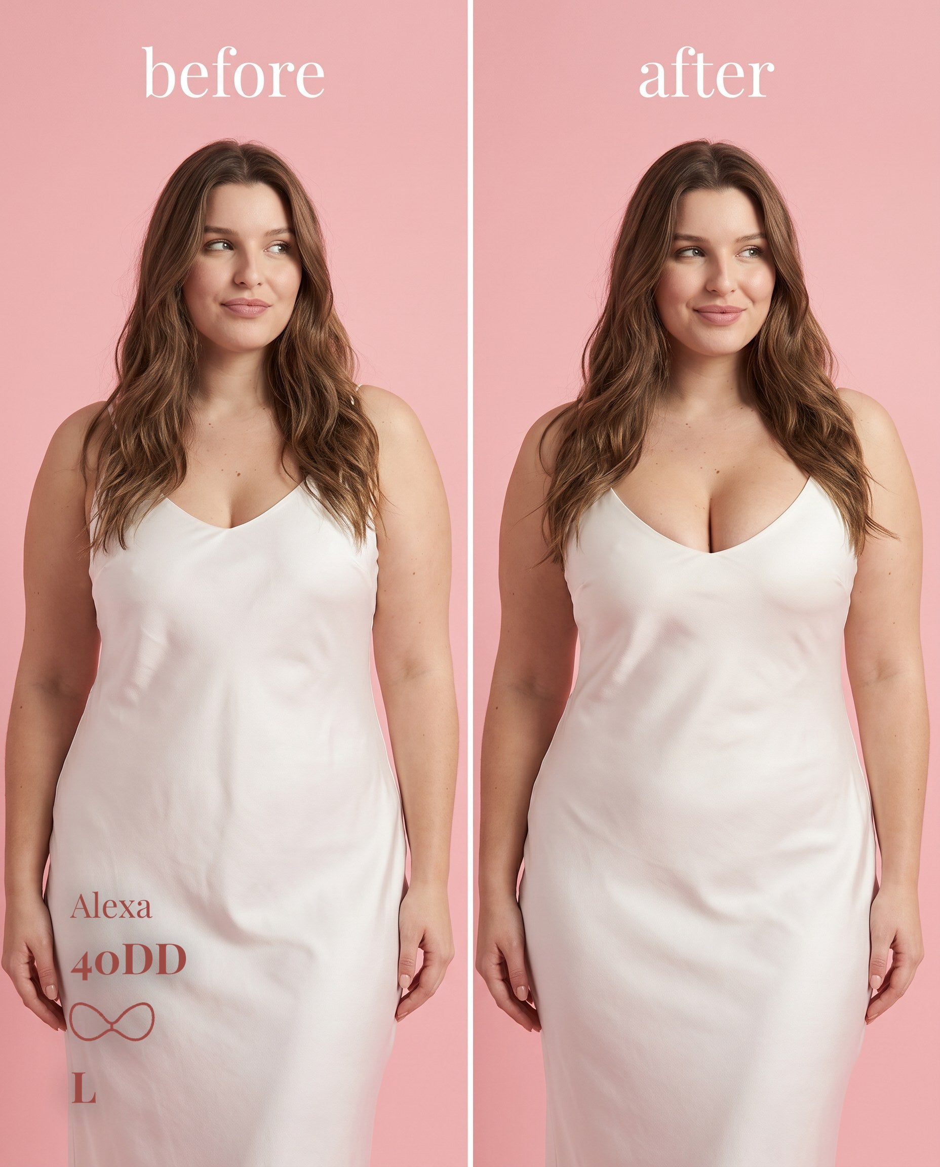 Sticky Bra Large (36D–42DD) — before and after under a satin slip dress
