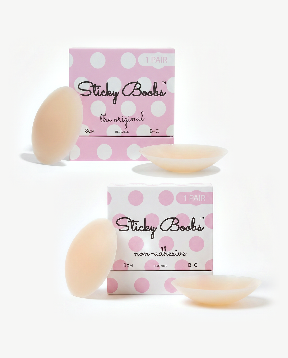 The Cover Set — both pairs: the adhesive Original and the Non-Adhesive nipple covers, with their reusable cases