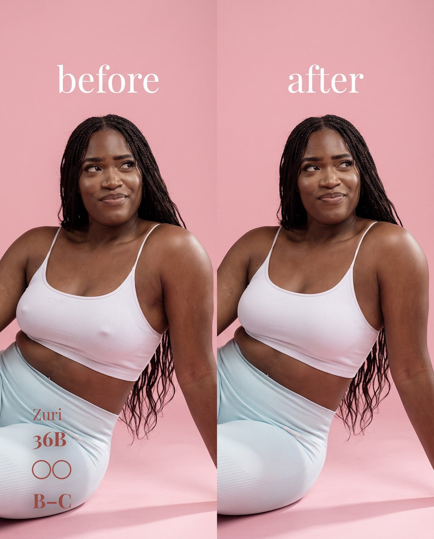 Non-Adhesive Nipple Covers, Dark shade, size B-C (8cm) — before and after under a workout set 