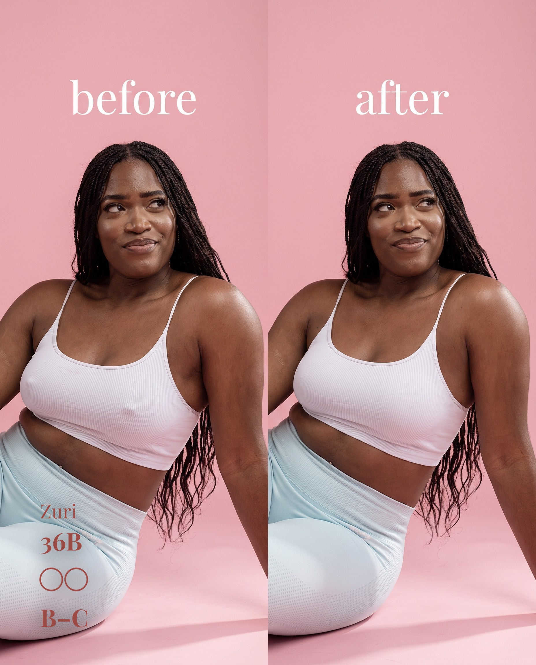 Non-Adhesive Nipple Covers, Dark shade, size B-C (8cm) — before and after under a workout set 