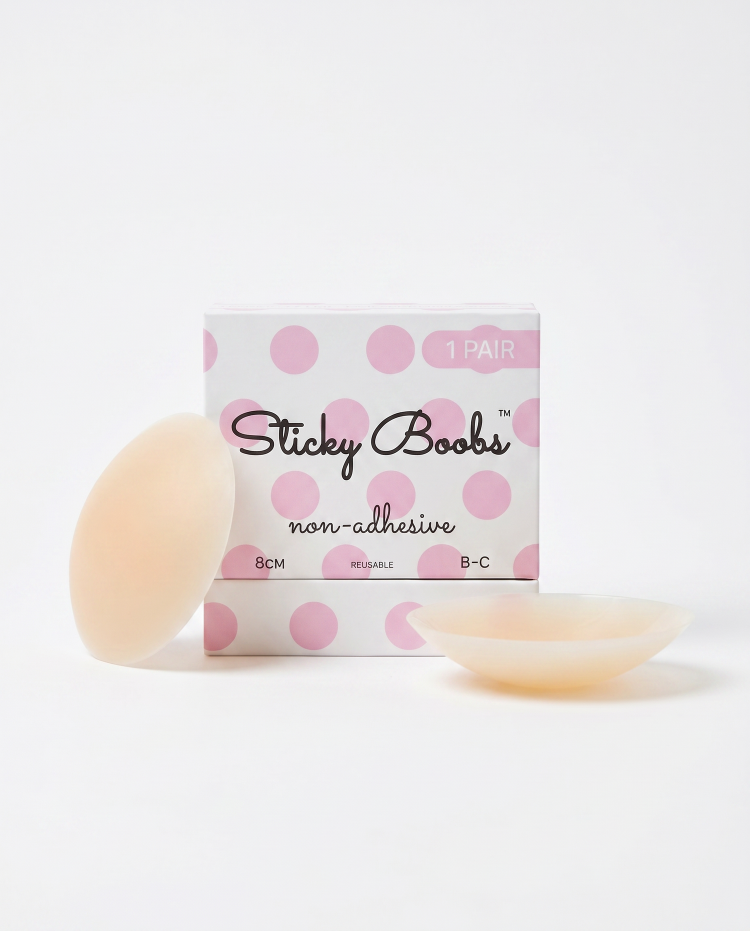 Non-Adhesive Nipple Covers — Light shade, size B-C (8cm), 1 pair with box