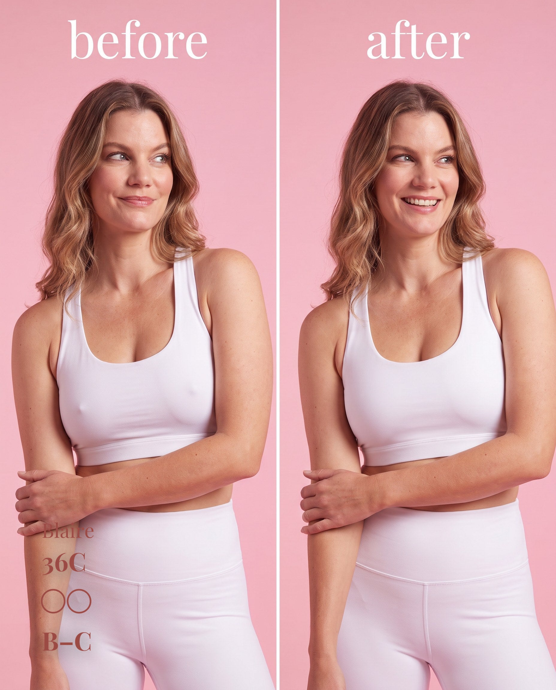 Non-Adhesive Nipple Covers, Light shade, size B-C (8cm) — before and after under a workout set 