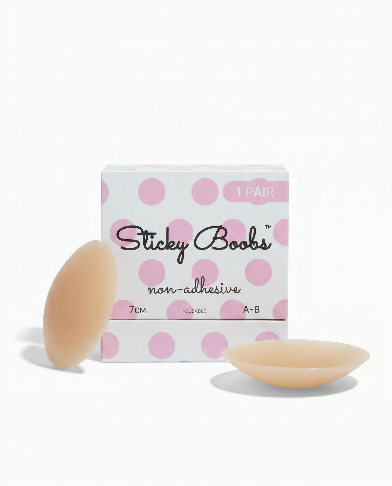 Non-Adhesive Nipple Covers — Tan shade, size A-B (7cm), 1 pair with box