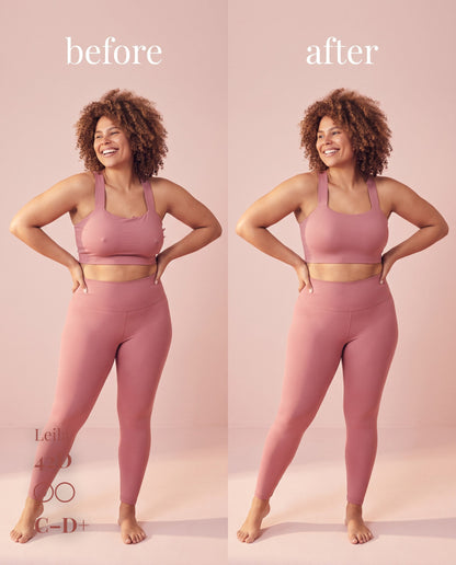 Non-Adhesive Nipple Covers, Tan shade, size C-D+ (10cm) — before and after under a workout set 