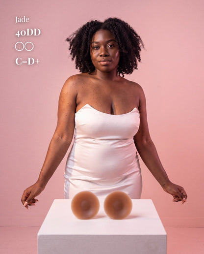 The Original Sticky Boobs, Dark shade, size C-D+ (10cm) — adhesive nipple covers with box 
