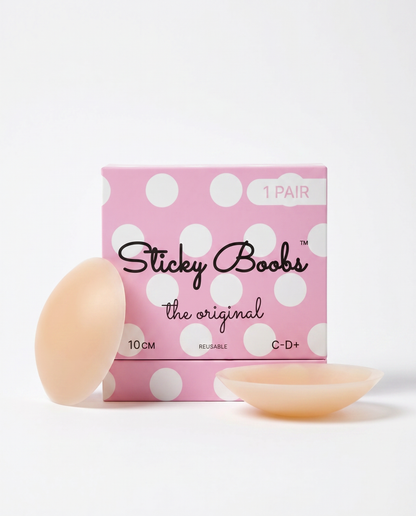 The Original Sticky Boobs — Light shade, size C-D+ (10cm), 1 pair with box
