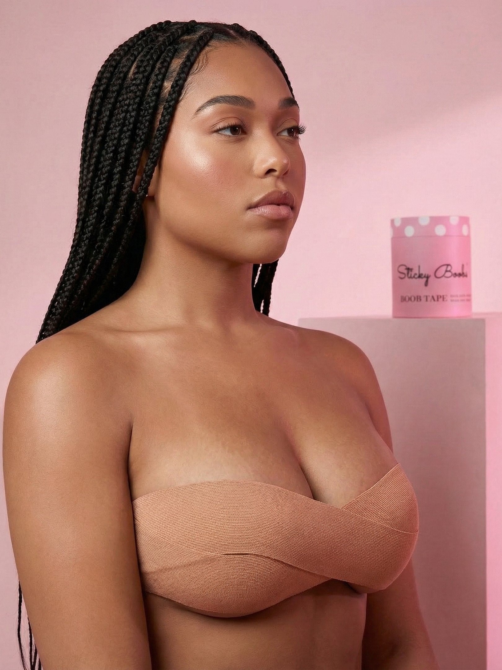 Woman wearing Boob Tape for lift